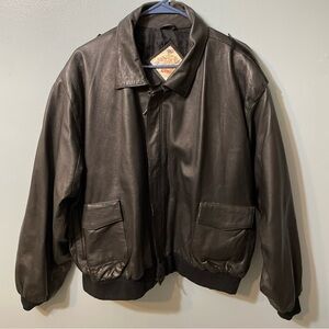 Vintage Wingman Black Leather Bomber Jacket Size 44R ***See Photos***